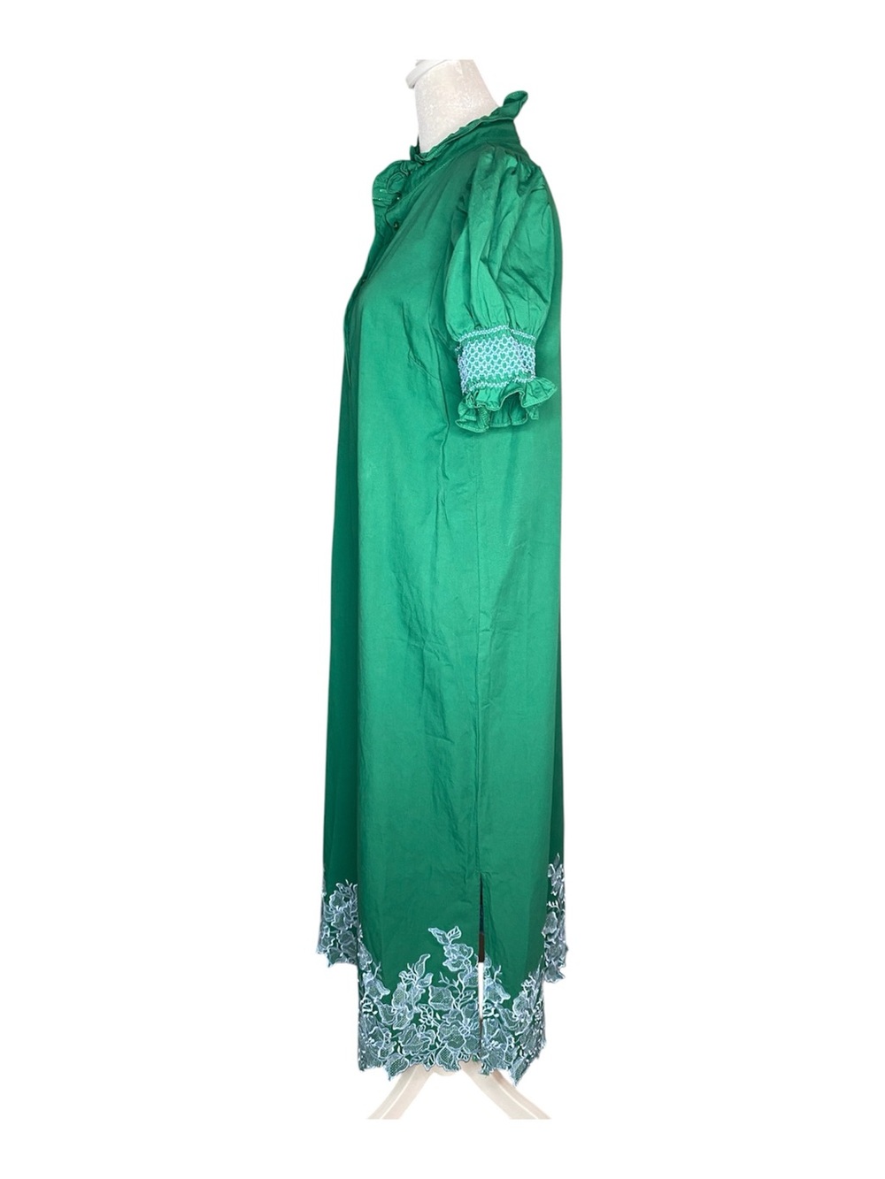 Tuckernuck Hyacinth House 100% Cotton Green Embroidery Eliza Midi Dress - Size M - Picture 5 of 14